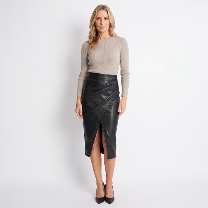 Karin | Dame Pencil Nederdel Med Høj Talje Og Drapering