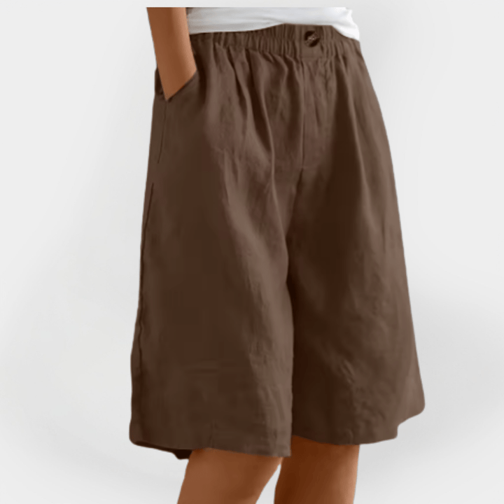 Alma | Dame Hør Shorts Til Sommer Med Elastisk Talje