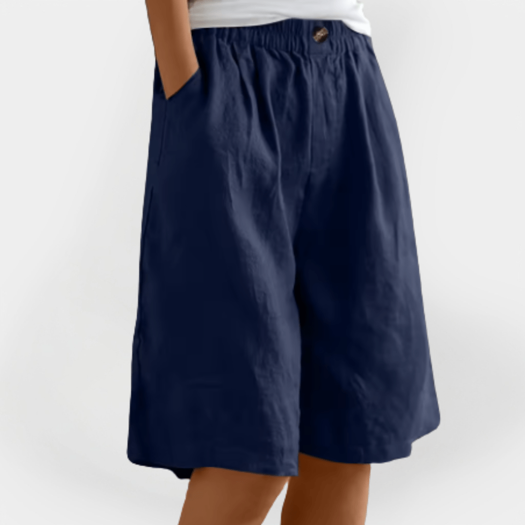 Alma | Dame Hør Shorts Til Sommer Med Elastisk Talje