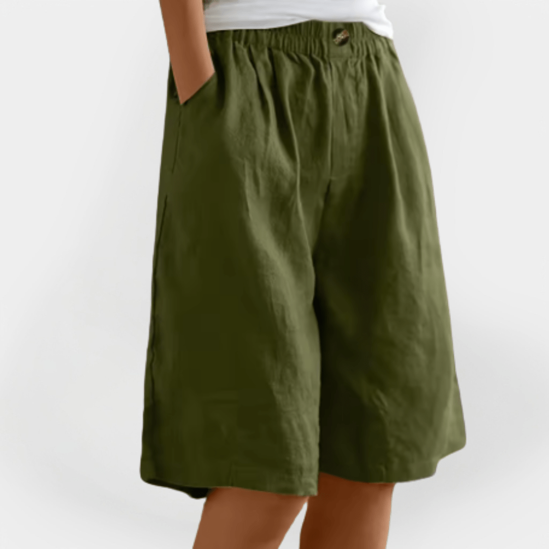 Alma | Dame Hør Shorts Til Sommer Med Elastisk Talje