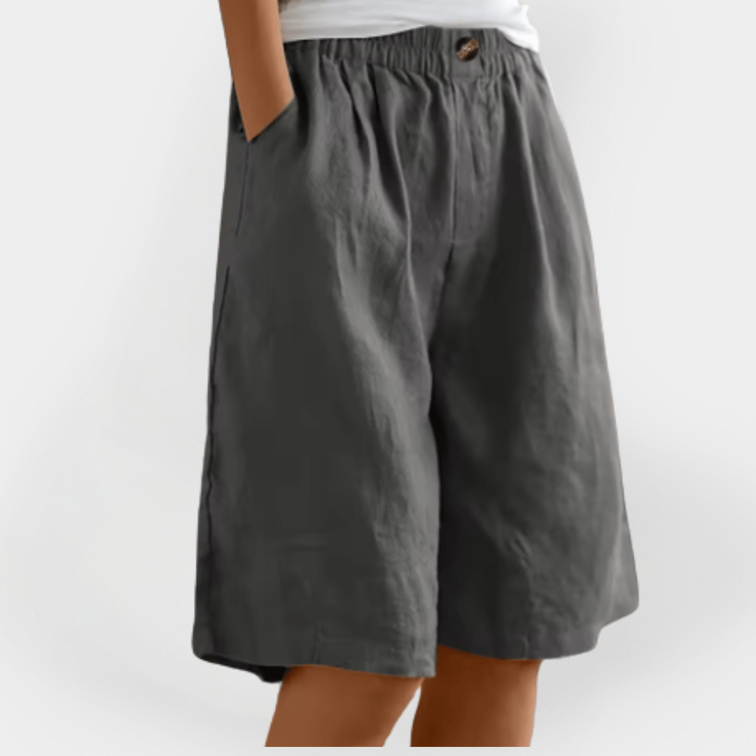 Alma | Dame Hør Shorts Til Sommer Med Elastisk Talje