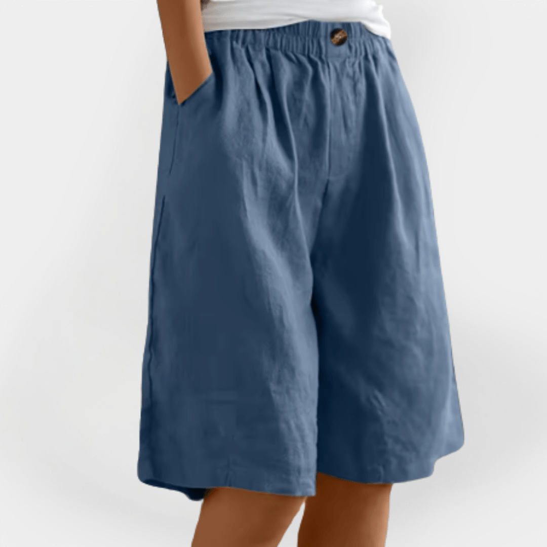 Alma | Dame Hør Shorts Til Sommer Med Elastisk Talje