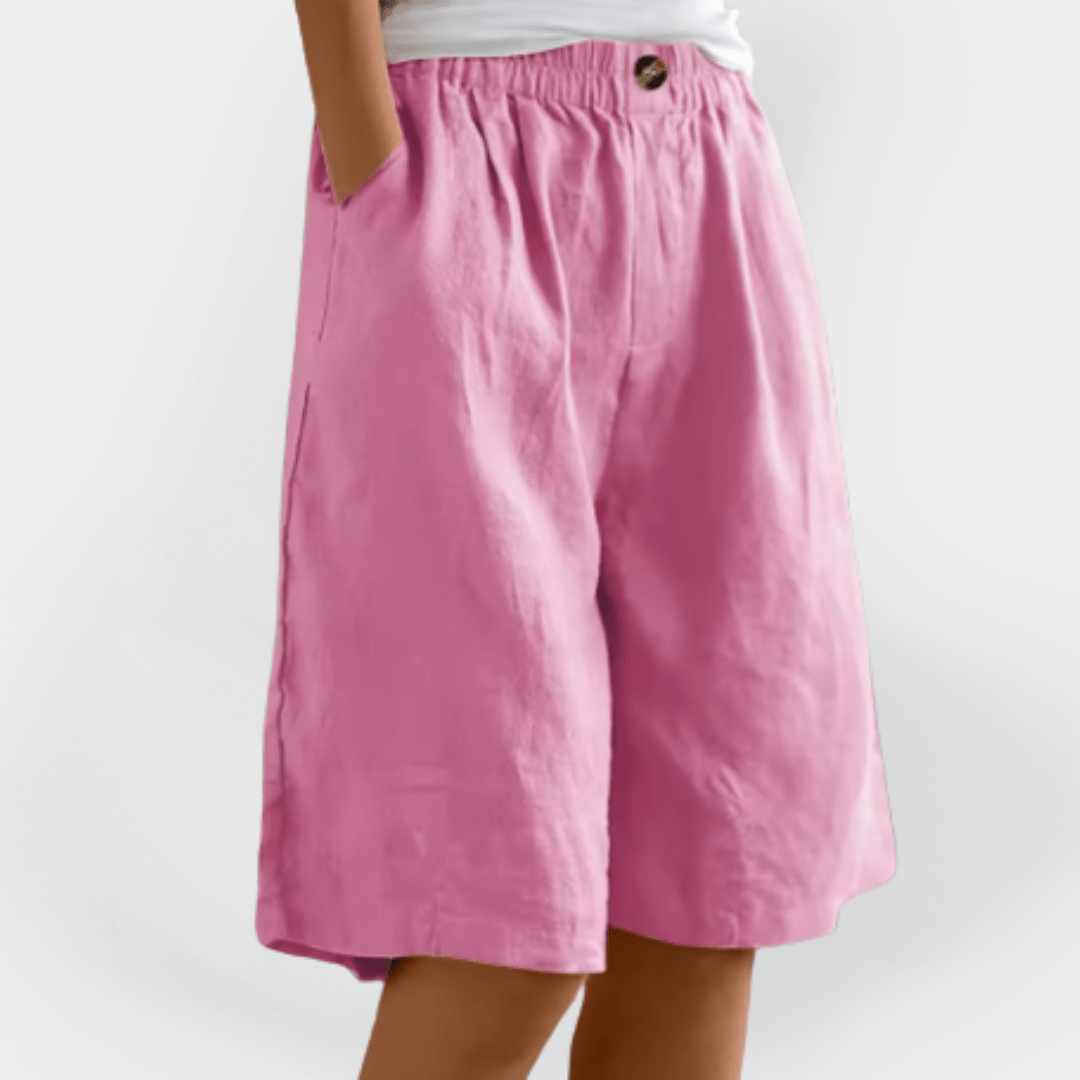 Alma | Dame Hør Shorts Til Sommer Med Elastisk Talje