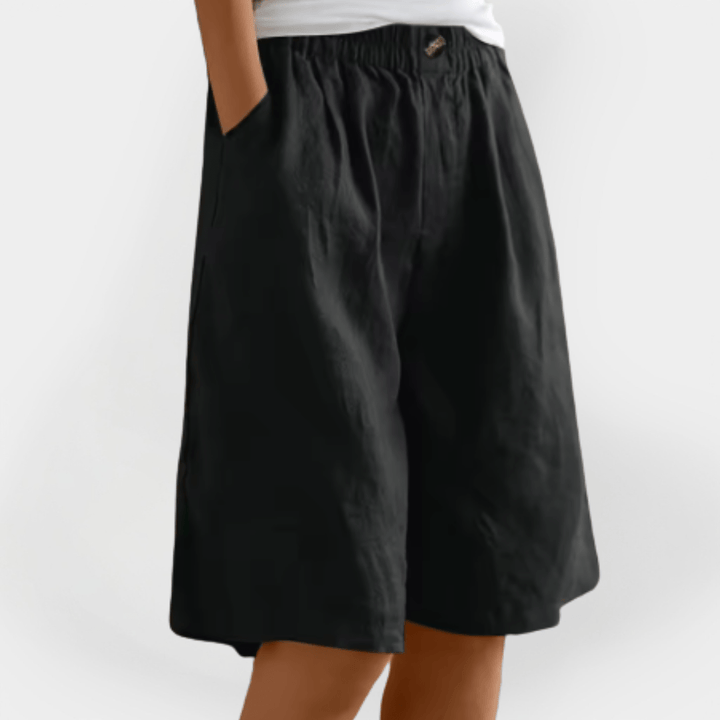 Alma | Dame Hør Shorts Til Sommer Med Elastisk Talje