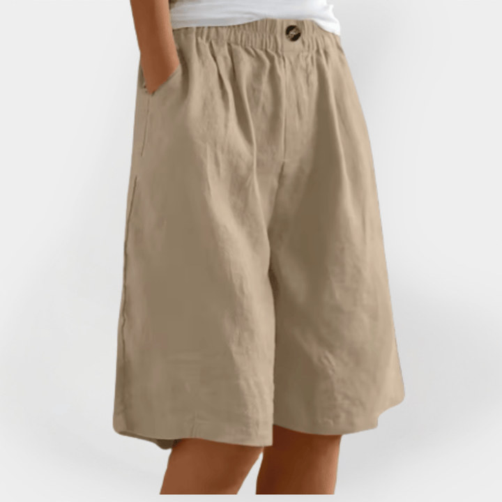 Alma | Dame Hør Shorts Til Sommer Med Elastisk Talje