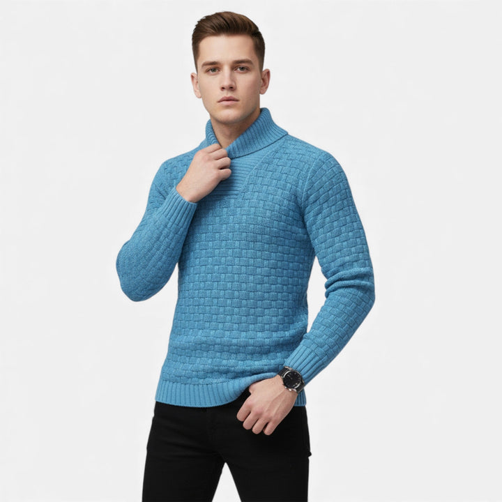 Svend | Herre Rullekrave Slim-Fit Sweater Med Skulderknapper