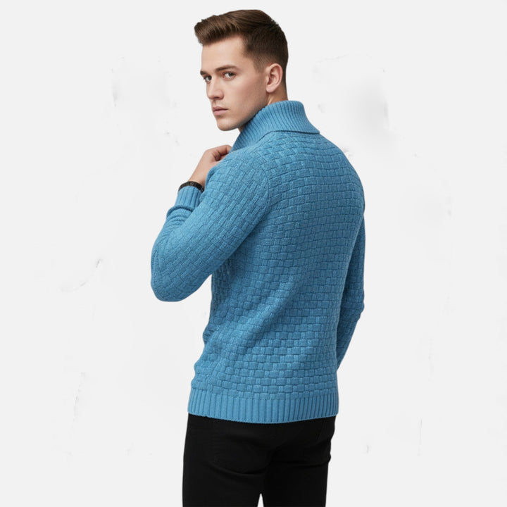 Svend | Herre Rullekrave Slim-Fit Sweater Med Skulderknapper