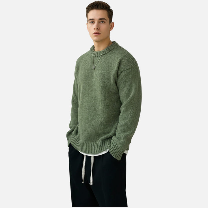 Valdemar | Herre Pullover Med Rund Hals Og Ensfarvet Design