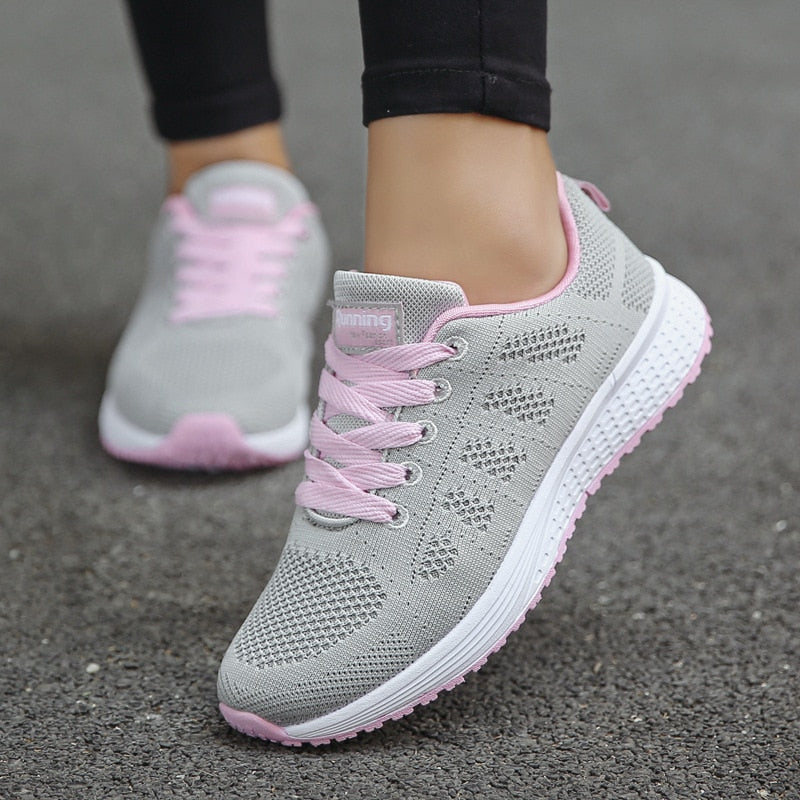 Merete | Dame Sneakers Med Snørelukning Og Strikket Overdel