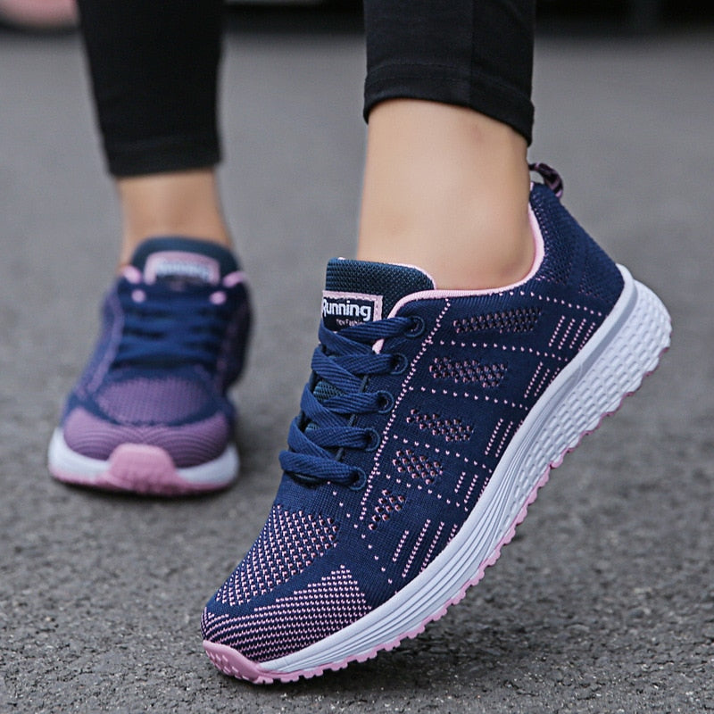 Merete | Dame Sneakers Med Snørelukning Og Strikket Overdel