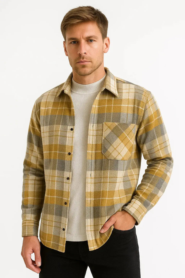 Jens | Herre Overshirt Med Lange Ærmer Og Ternmønster