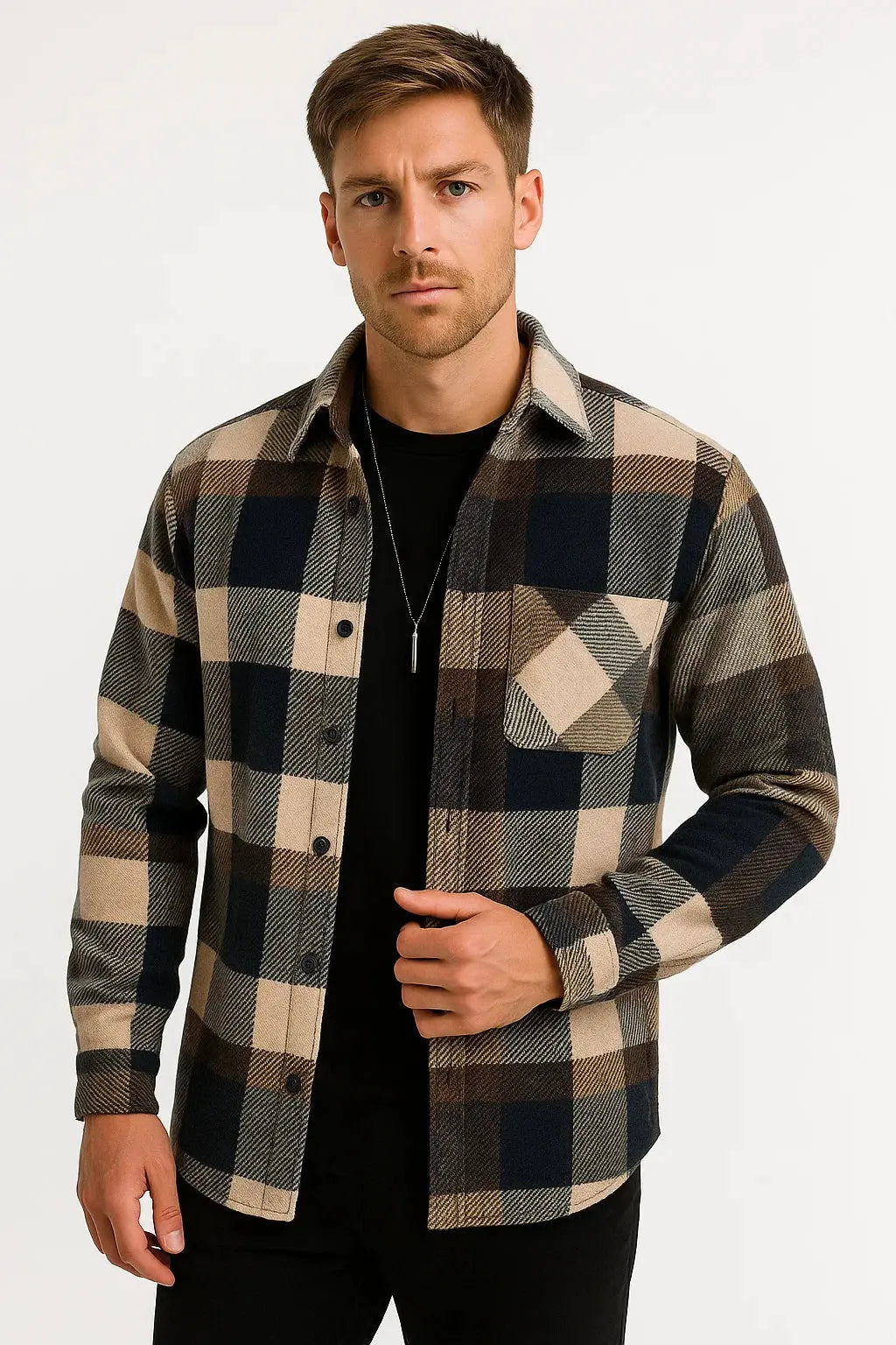 Jens | Herre Overshirt Med Lange Ærmer Og Ternmønster