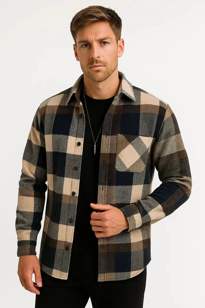 Jens | Herre Overshirt Med Lange Ærmer Og Ternmønster