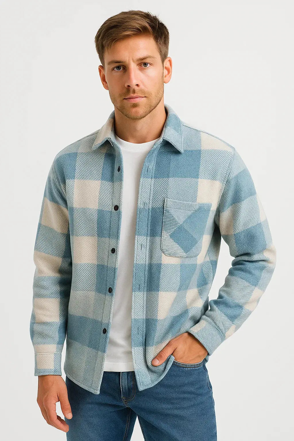 Jens | Herre Overshirt Med Lange Ærmer Og Ternmønster