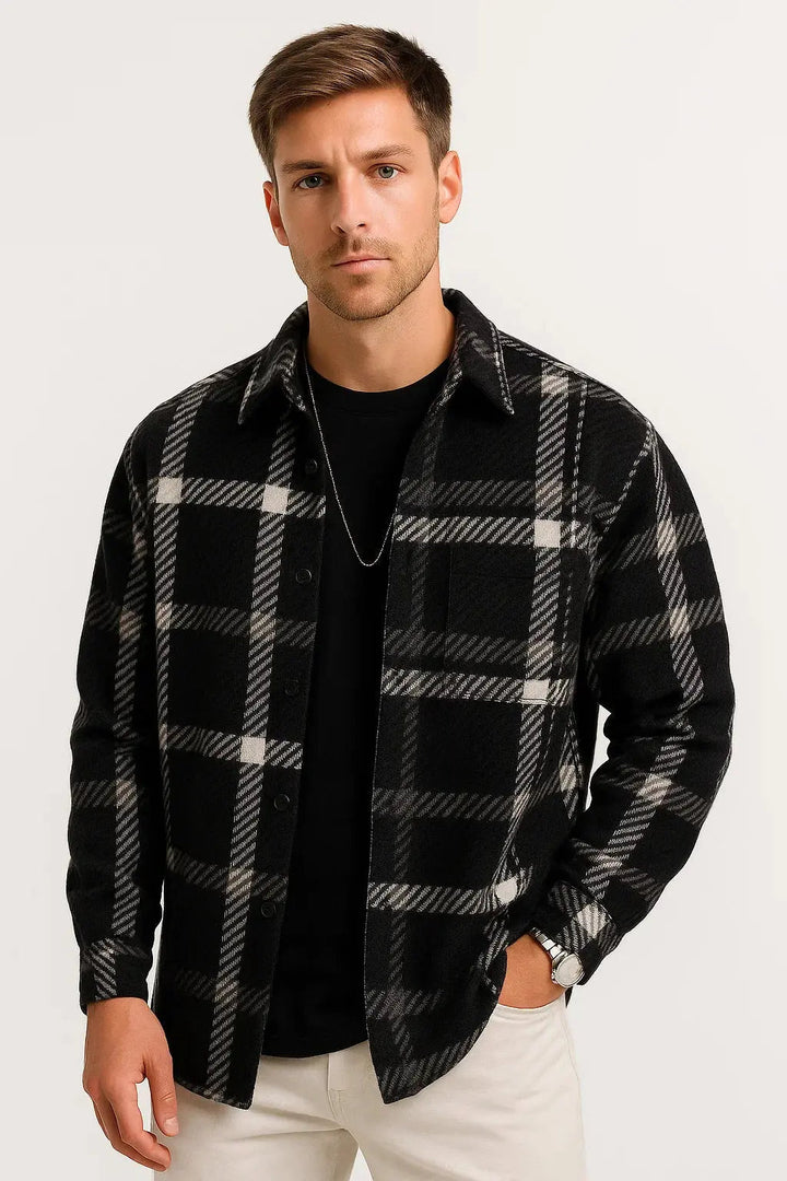 Jens | Herre Overshirt Med Lange Ærmer Og Ternmønster