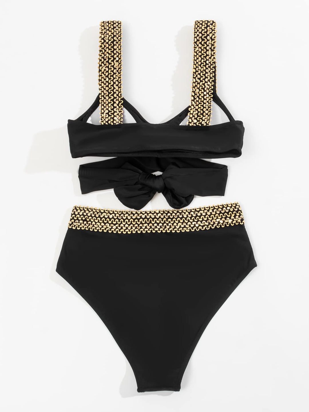 Ella | Dame Bikini Badetøj Med Høj Talje Og Glitter Stropper