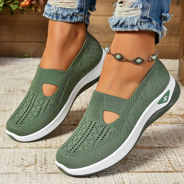 Bodil | Dame Slip-On Sneakers Med Strikket Overflade