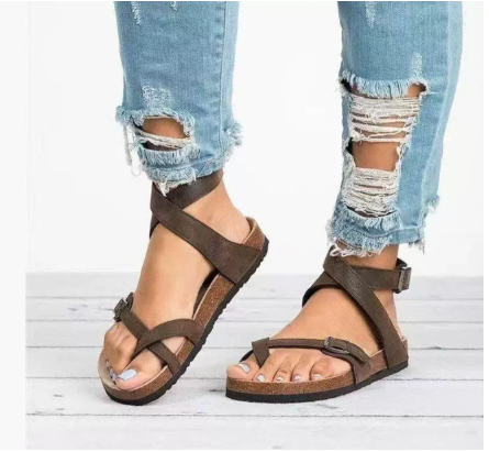 Signe | Dame Sandaler Forår Flade Remme Stropper