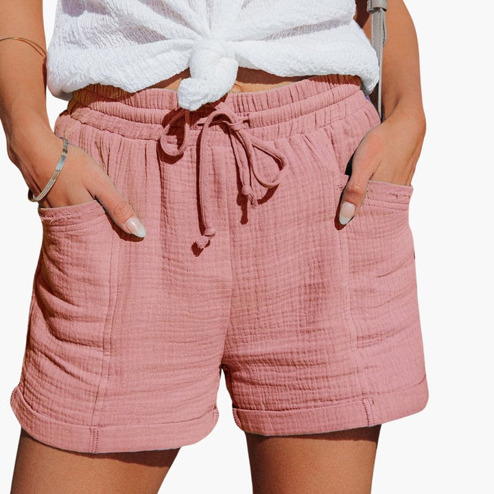 Cecilie | Dame Hør Shorts Til Sommer Med Snøre Og Elastik