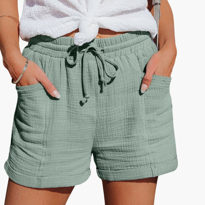Cecilie | Dame Hør Shorts Til Sommer Med Snøre Og Elastik