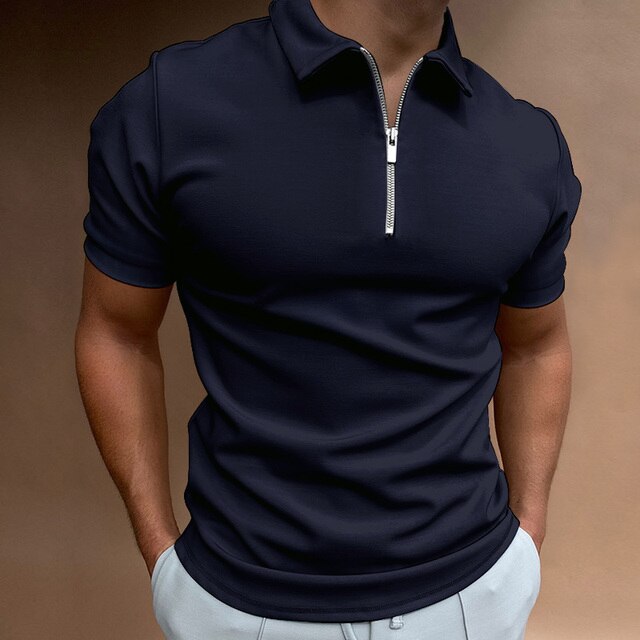 Bjarne | Herre Polo T-shirt Med Lynlås Og Krave