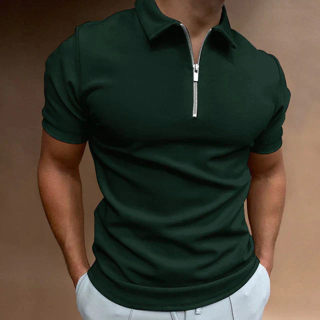 Bjarne | Herre Polo T-shirt Med Lynlås Og Krave