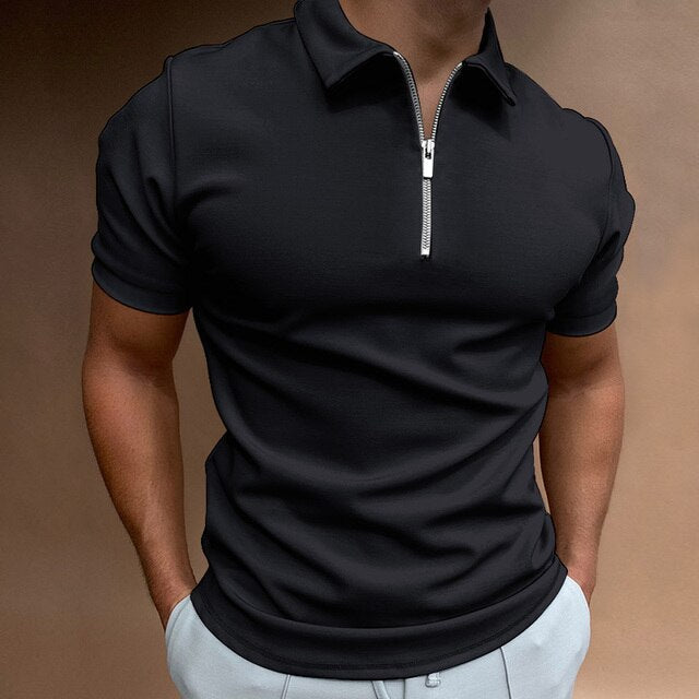 Bjarne | Herre Polo T-shirt Med Lynlås Og Krave