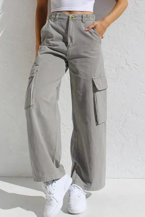 Rikke | Dame Cargo Bukser Med Wide Leg Og Sidelommer