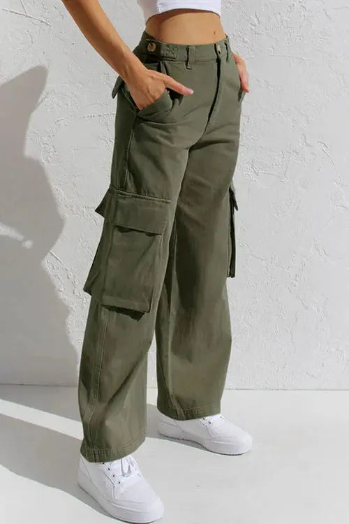 Rikke | Dame Cargo Bukser Med Wide Leg Og Sidelommer