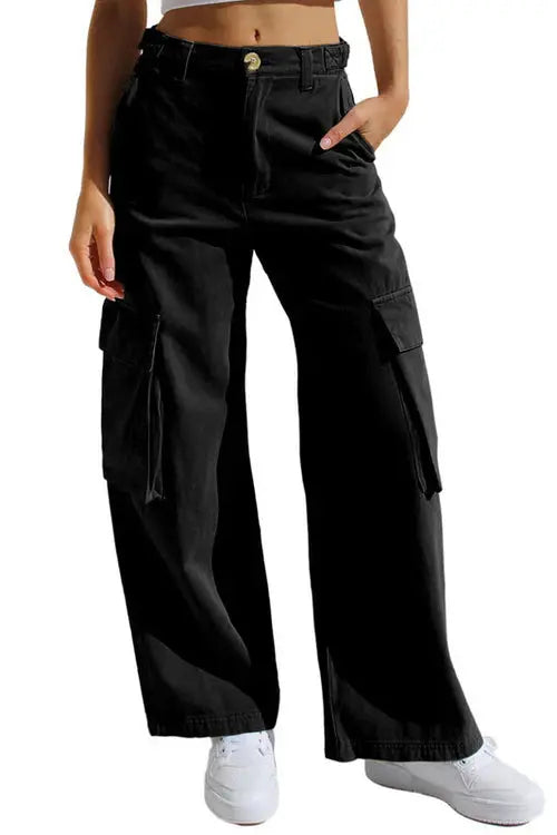 Rikke | Dame Cargo Bukser Med Wide Leg Og Sidelommer