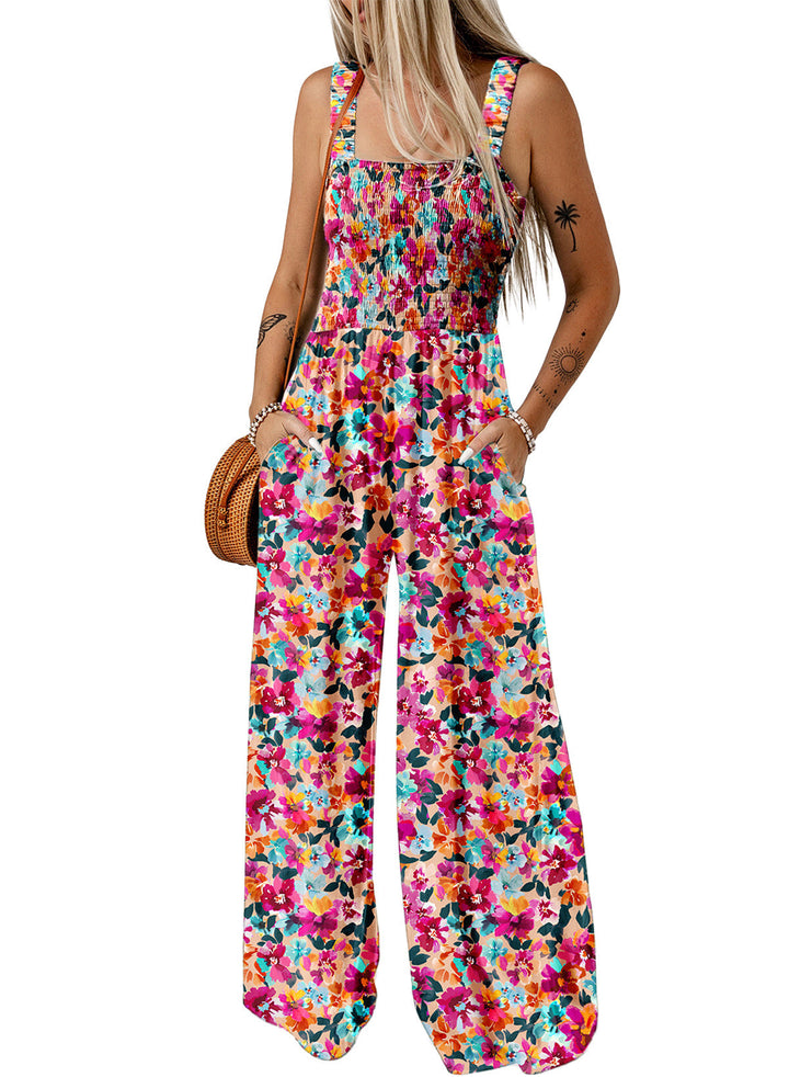 Ella | Dame Jumpsuit Forår Blomstermønster Vide Ben Flydende