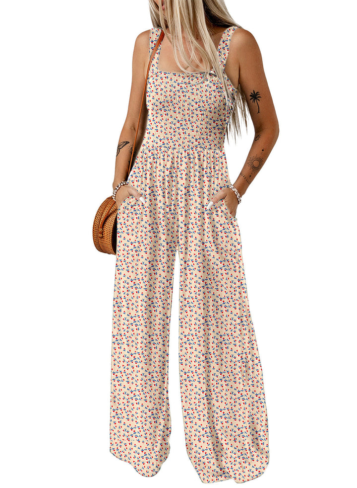 Ella | Dame Jumpsuit Forår Blomstermønster Vide Ben Flydende