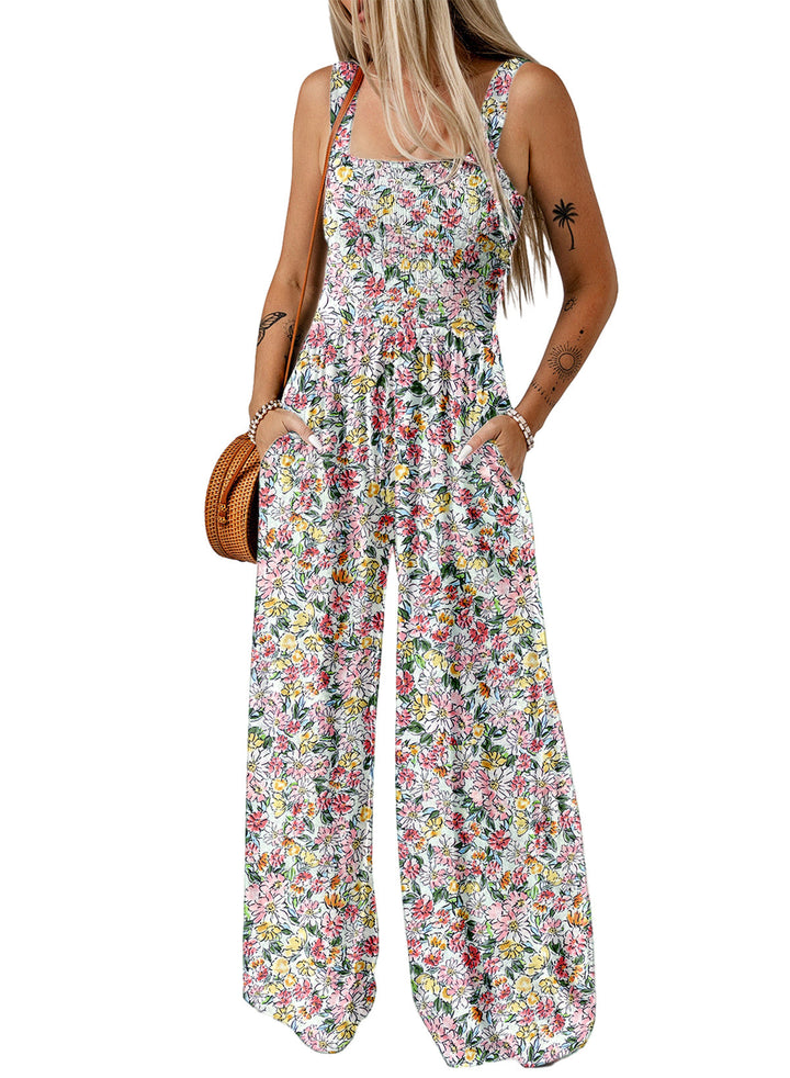 Ella | Dame Jumpsuit Forår Blomstermønster Vide Ben Flydende