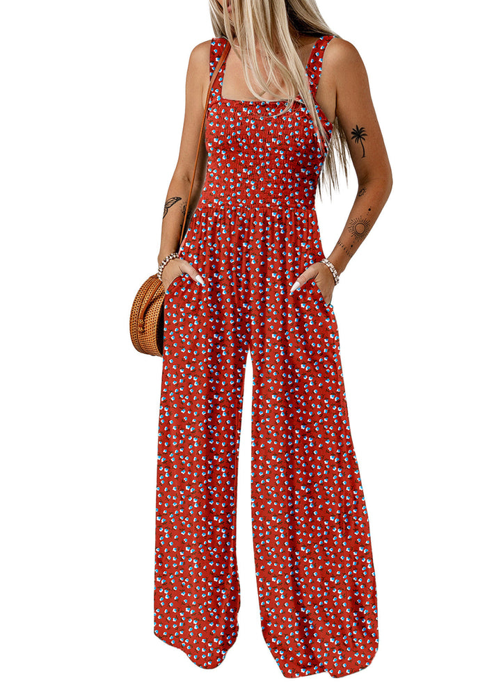 Ella | Dame Jumpsuit Forår Blomstermønster Vide Ben Flydende