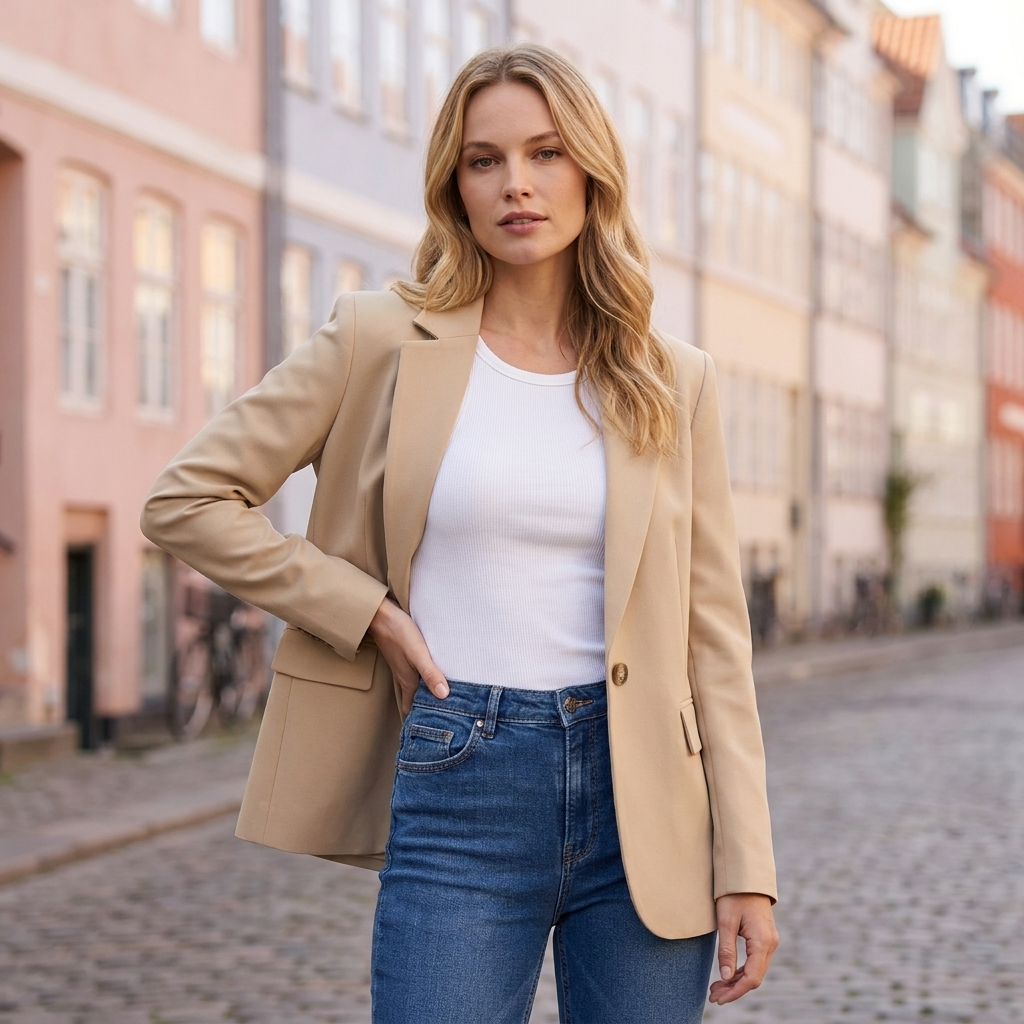 Maja | Dame Skræddersyet Blazer Med Reverskrave Og Enkelt Knap