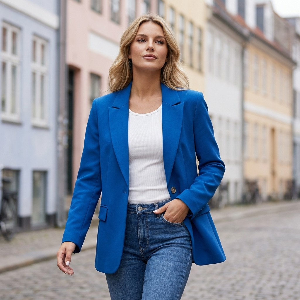 Maja | Dame Skræddersyet Blazer Med Reverskrave Og Enkelt Knap