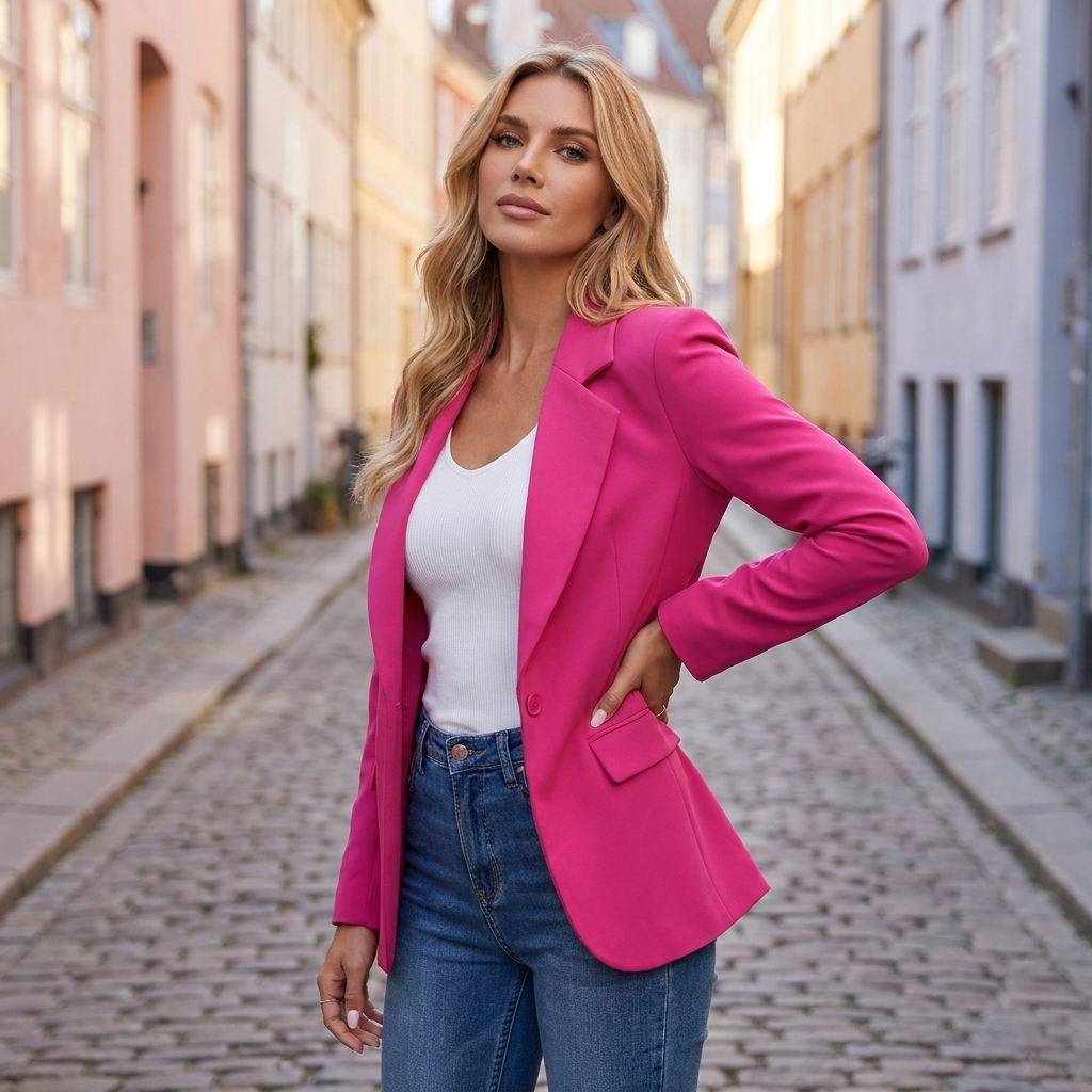 Maja | Dame Skræddersyet Blazer Med Reverskrave Og Enkelt Knap