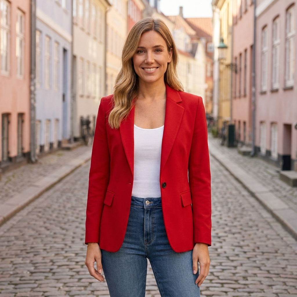 Maja | Dame Skræddersyet Blazer Med Reverskrave Og Enkelt Knap