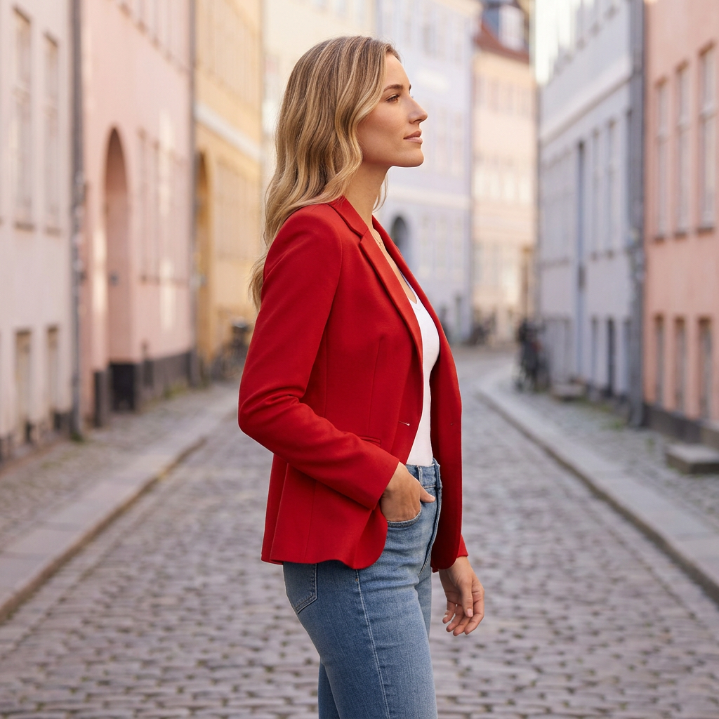 Maja | Dame Skræddersyet Blazer Med Reverskrave Og Enkelt Knap