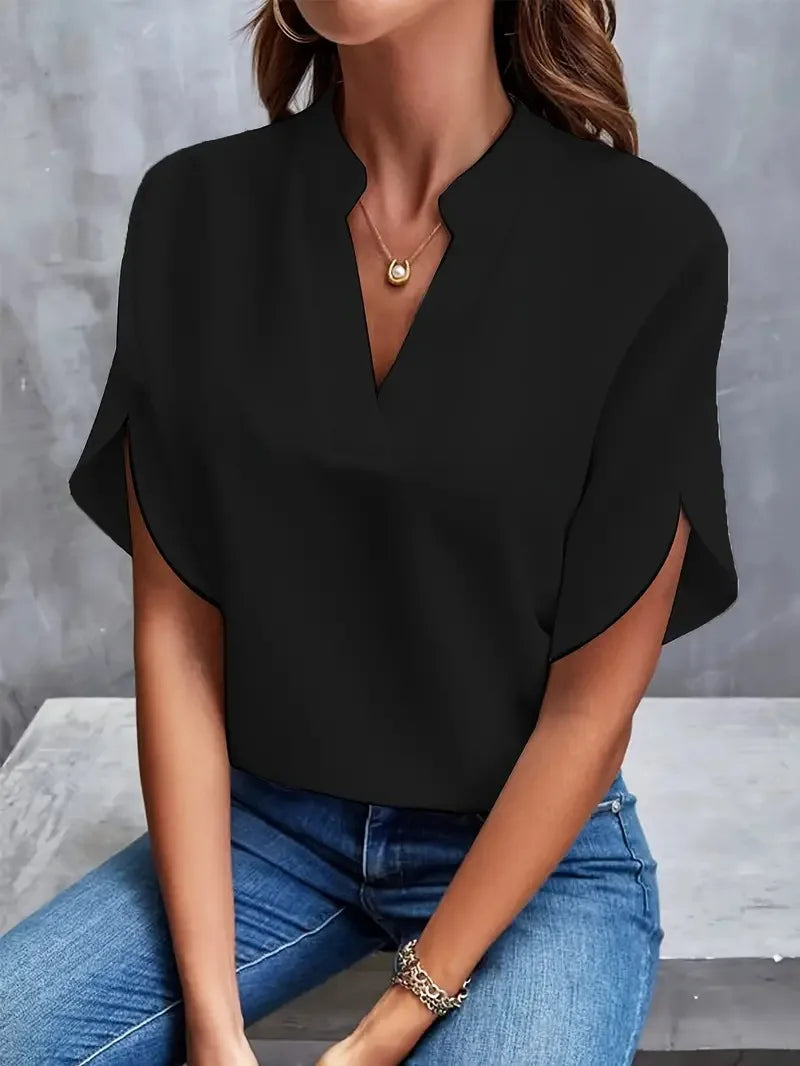 Mirella | Dame Flydende Bluse med V Hals