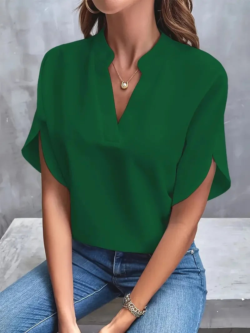 Mirella | Dame Flydende Bluse med V Hals