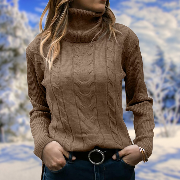 Pernille | Dame Strikket Rullekravesweater Med Slim Fit