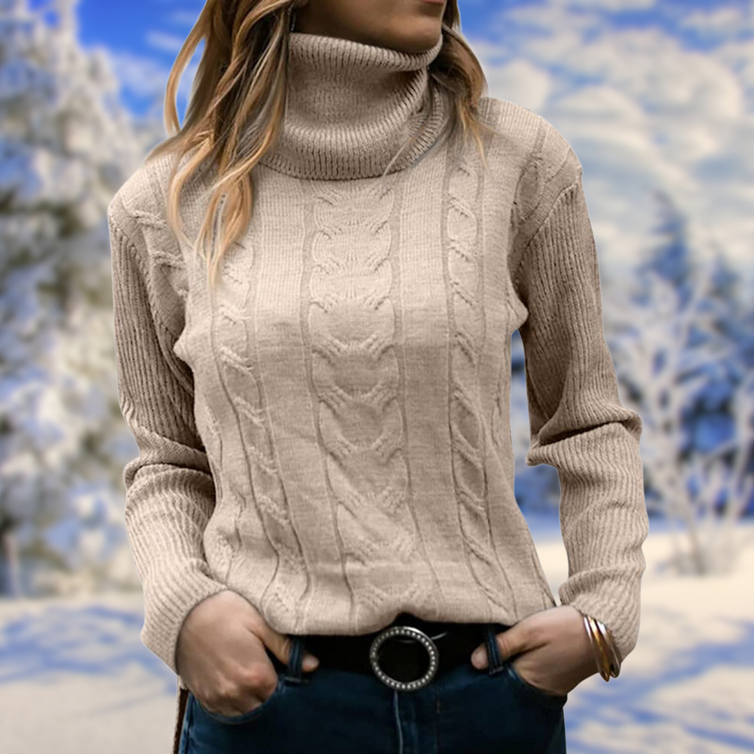 Pernille | Dame Strikket Rullekravesweater Med Slim Fit