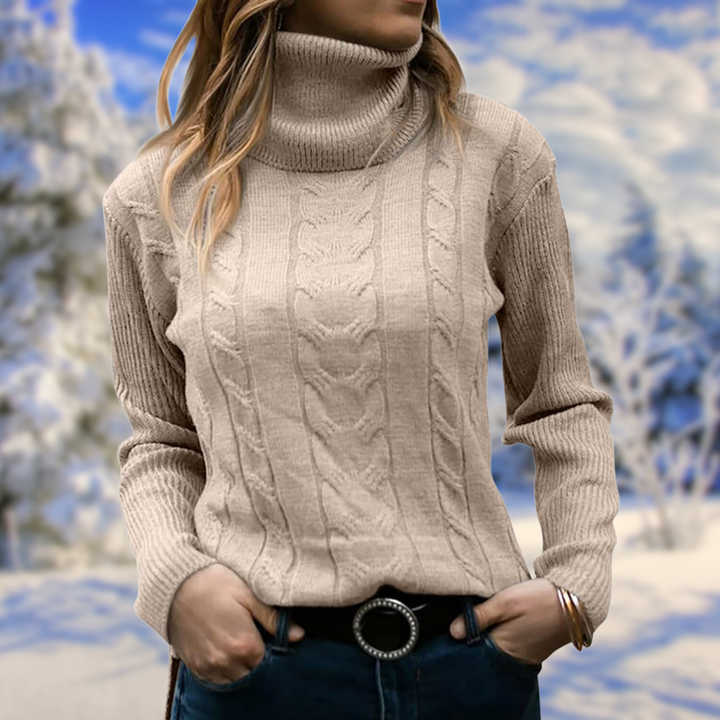 Pernille | Dame Strikket Rullekravesweater Med Slim Fit