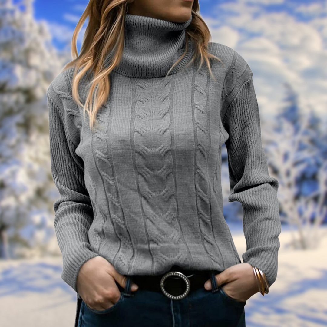 Pernille | Dame Strikket Rullekravesweater Med Slim Fit
