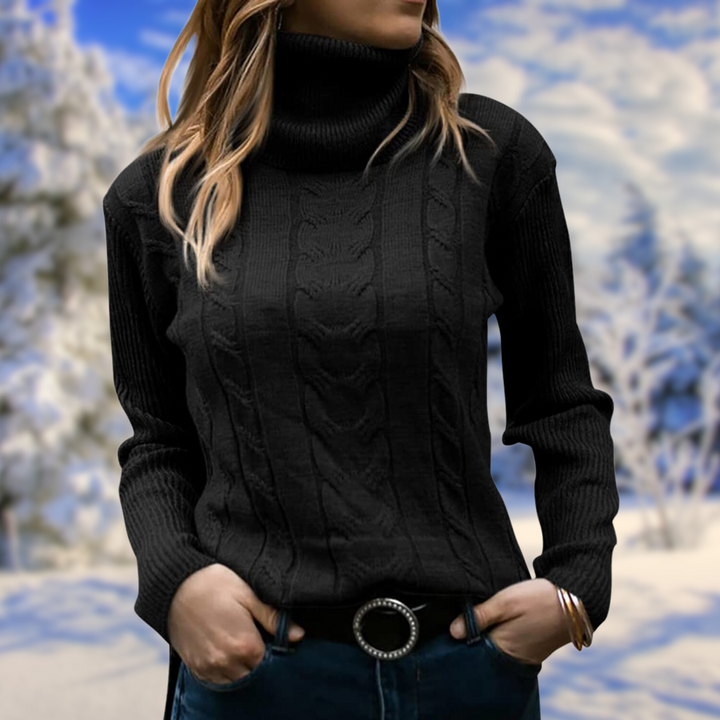 Pernille | Dame Strikket Rullekravesweater Med Slim Fit