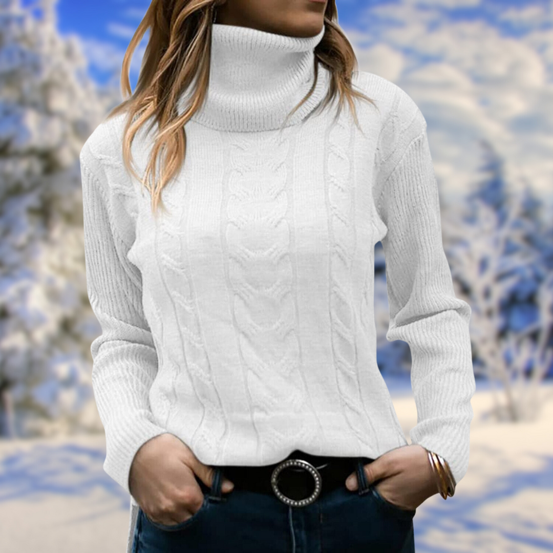 Pernille | Dame Strikket Rullekravesweater Med Slim Fit