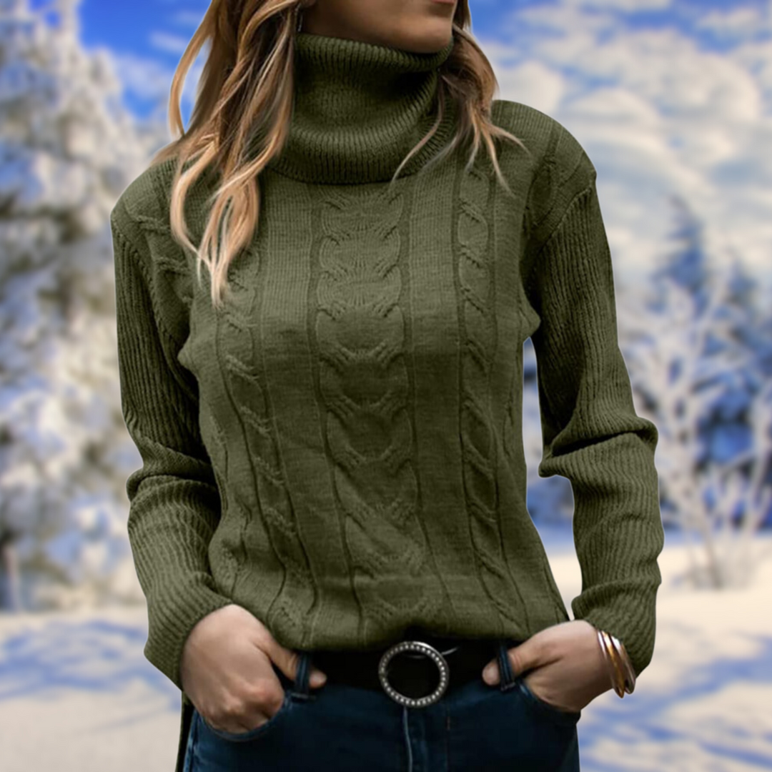 Pernille | Dame Strikket Rullekravesweater Med Slim Fit