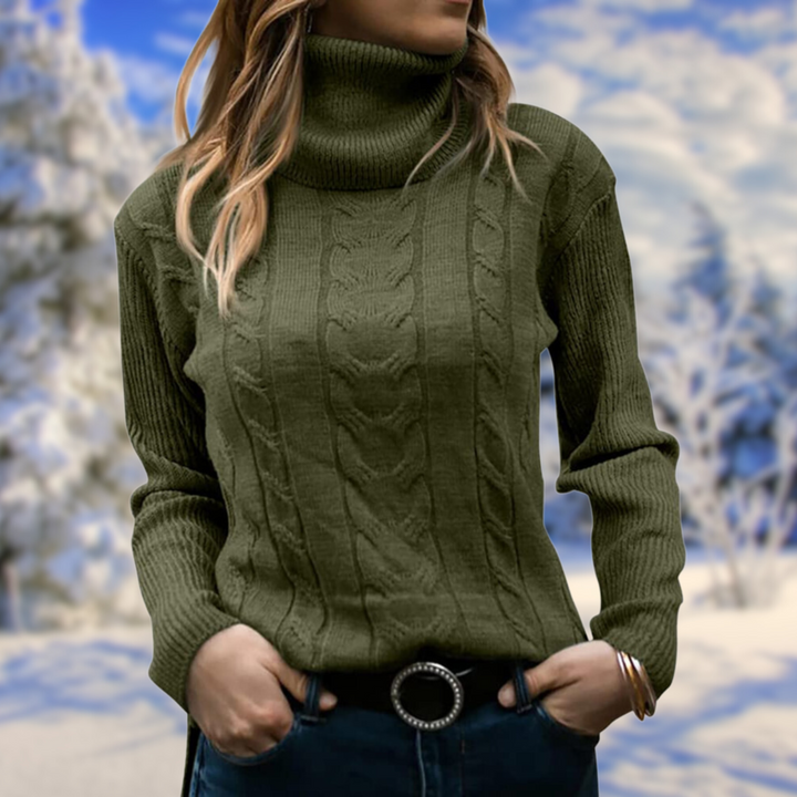 Pernille | Dame Strikket Rullekravesweater Med Slim Fit