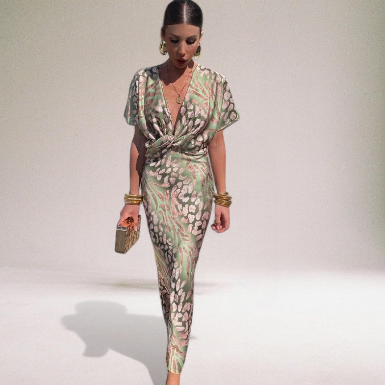 Astrid | Dame Maxikjole Sommer Wrap V-Hals Tailleret